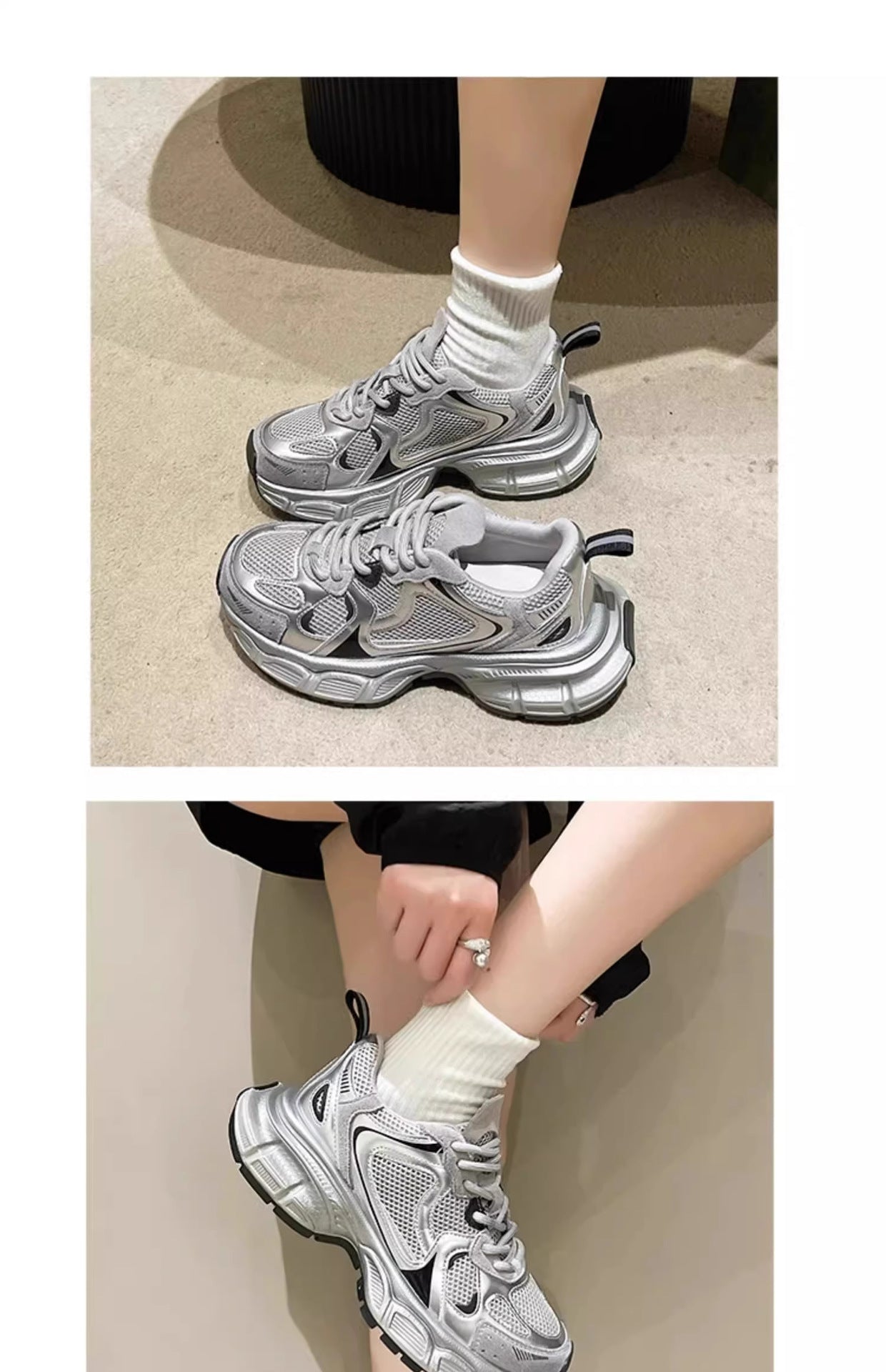 Girls' Dad Shoes Spring and Autumn New Style2024Children's Shoes Mesh Breathable Sports Shoes Medium and Large Children's Running Shoes
