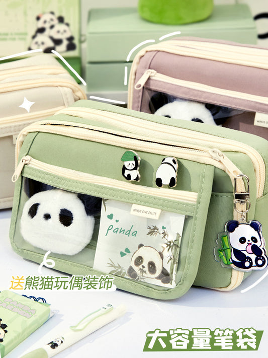 Large Capacity Pencil Case Kawaii Canvas Pencilcase School