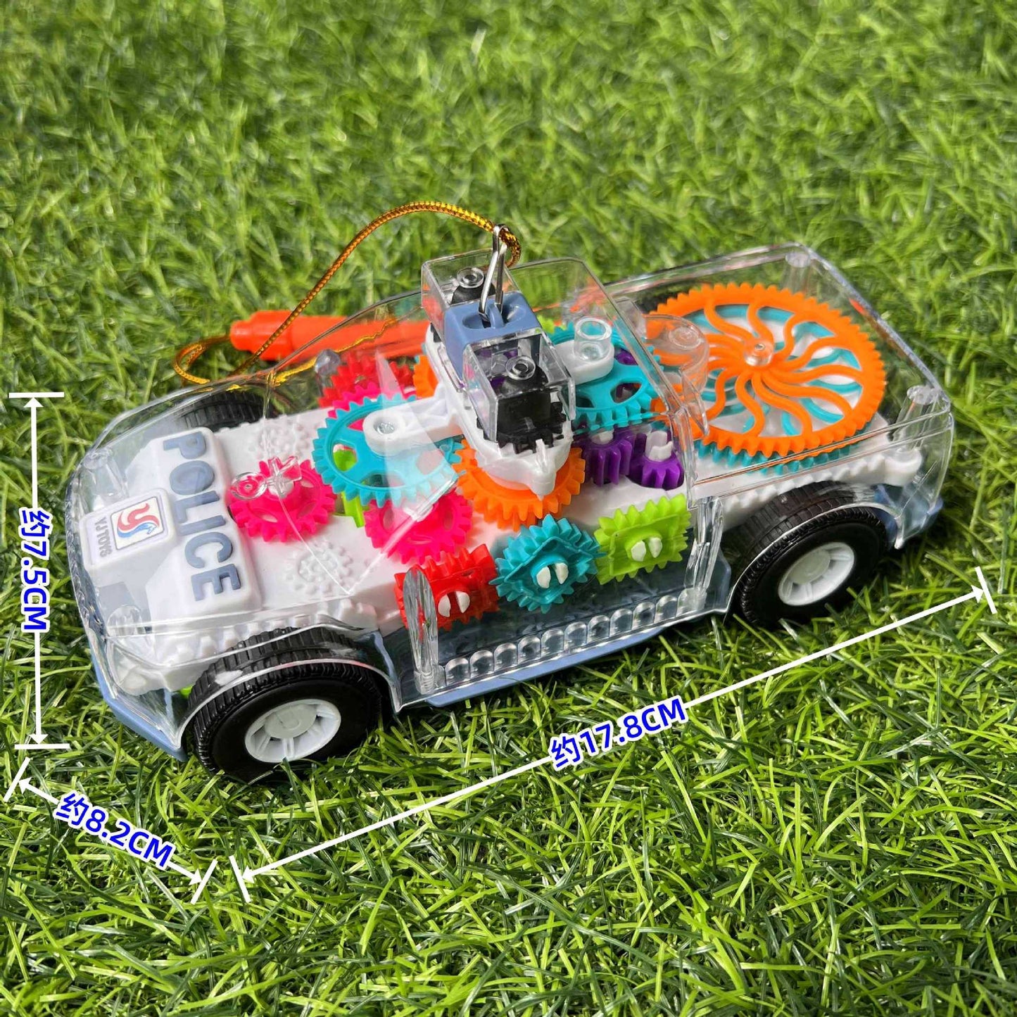 Mid-Autumn Festival Gift for Babies: Handheld Music Toy Car Lantern, Children's Electric Transparent Gear Flashing Police Car Lantern