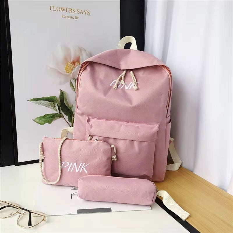 Three-piece Backpack Set New Korean Version Fashionable Backpack for Primary and Secondary School Students Large Capacity Unisex Travel Bag http://detail.1688.com/offer/940937569372.html