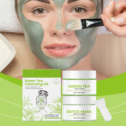 OEM Green Tea Cleansing Set Customized cleansing skin oil balance moisturizing soft refreshing oil control set