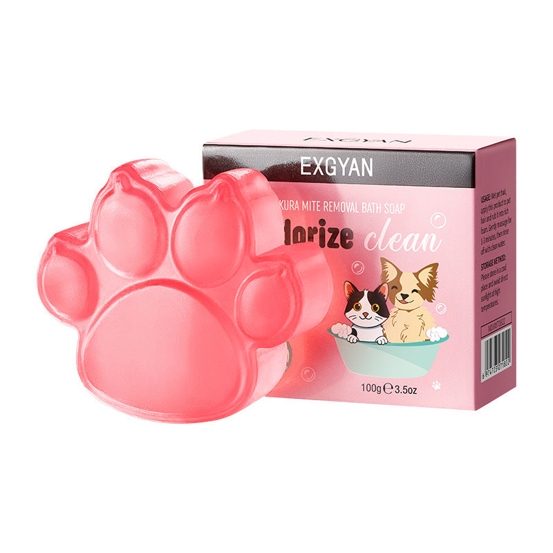 Full English EXGYAN Pet Sakura Cleansing Soap Cleaning Pet Hair Handmade Soap Cross-Border Wholesale
