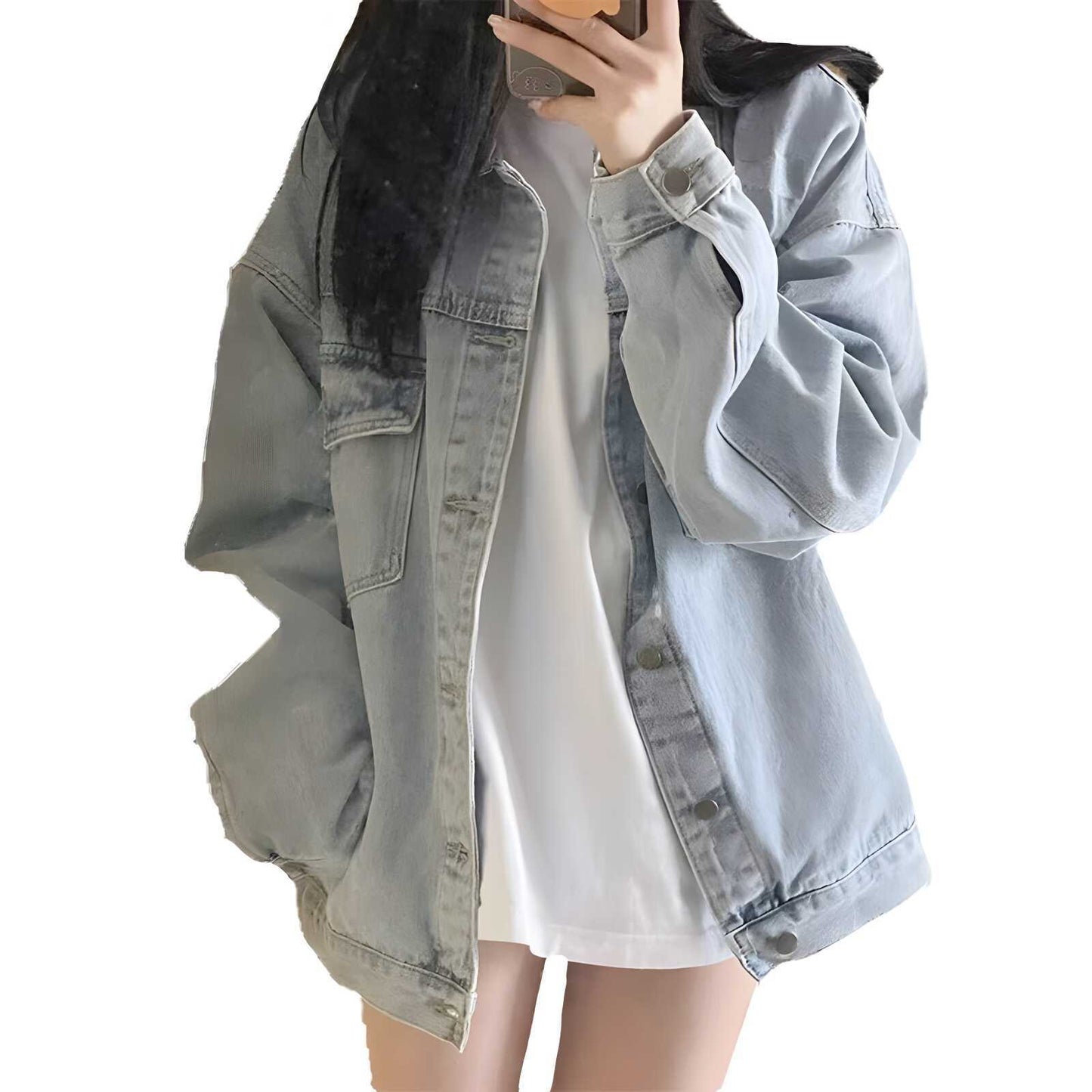 American retro blue denim jacket for women, spring and autumn2025New Year's New Loose Casual Versatile Jacket Shirt Coat