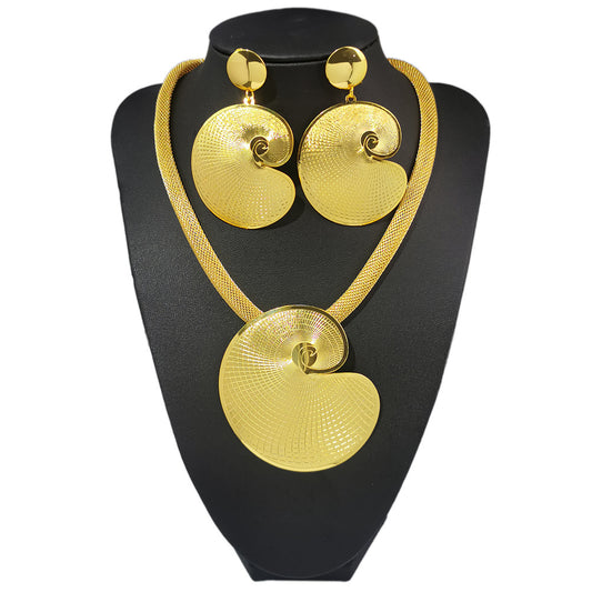 Various Dubai Sets for Women24K Gold Color Big Flower Pendant Necklace and Earrings Wedding Party African Set
