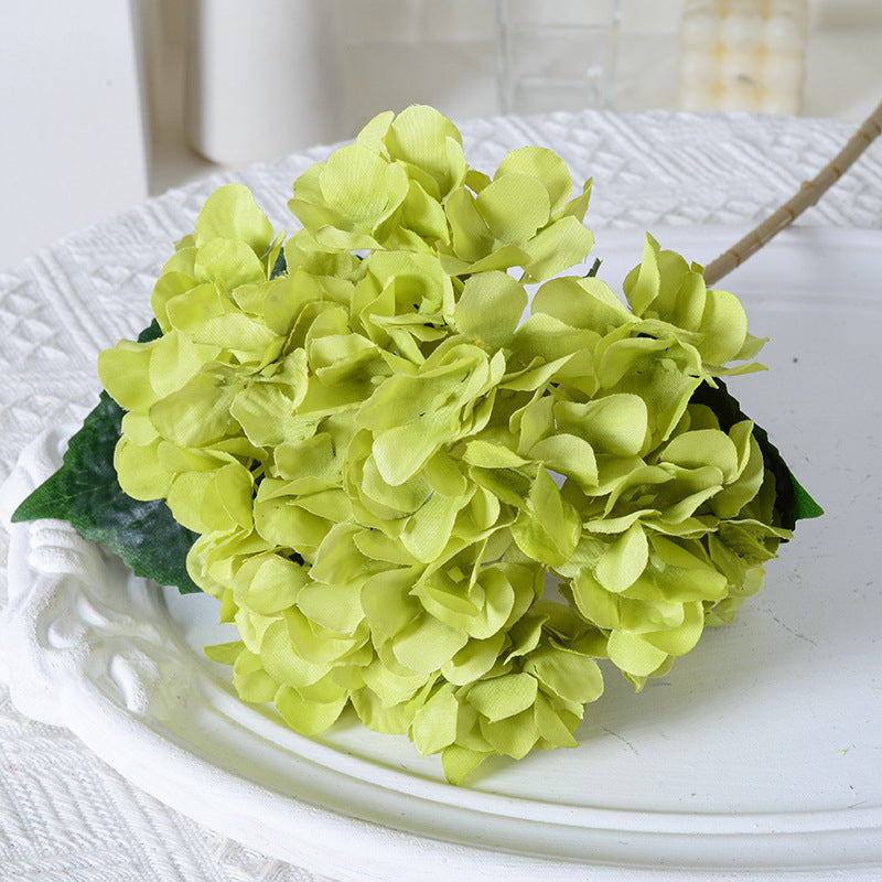 Artificial Hydrangea with Leaves for Wedding Decoration, Artificial Silk Flowers, Archway Flowers, Home Decor Fake Flowers, Single Artificial Flowers