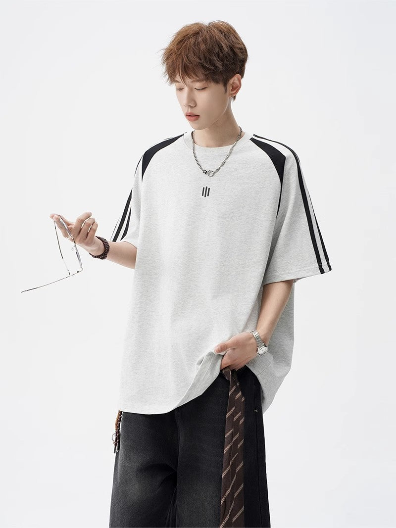 2025New Trendy Ice Silk Short Sleeves t Men's Round Neck Pullover Top Summer American Style Heavy Loose T-Shirt