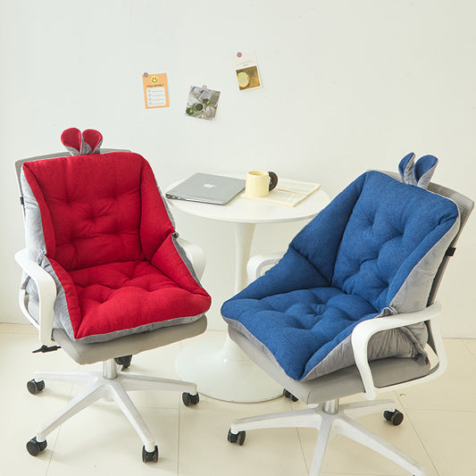 Thickened Seat Cushion and Back Cushion Integrated Ear Thick Cloth Cotton Linen Office Computer Chair Cushion Student Butt Cushion All Seasons