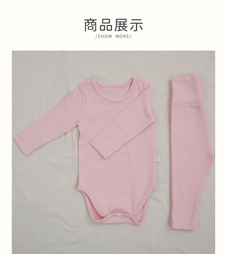 Baby Romper Spring and Autumn a High-Waist Belly Protection Pants Set Baby Spring and Autumn Triangle Romper Bodysuit Jumpsuit