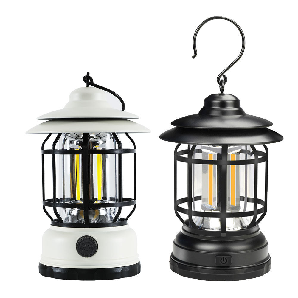 TikTok Hot-Selling Camping Light Atmosphere Light Flame Camping Light Tent Retro Lantern Outdoor Rechargeable Handheld Light Gift