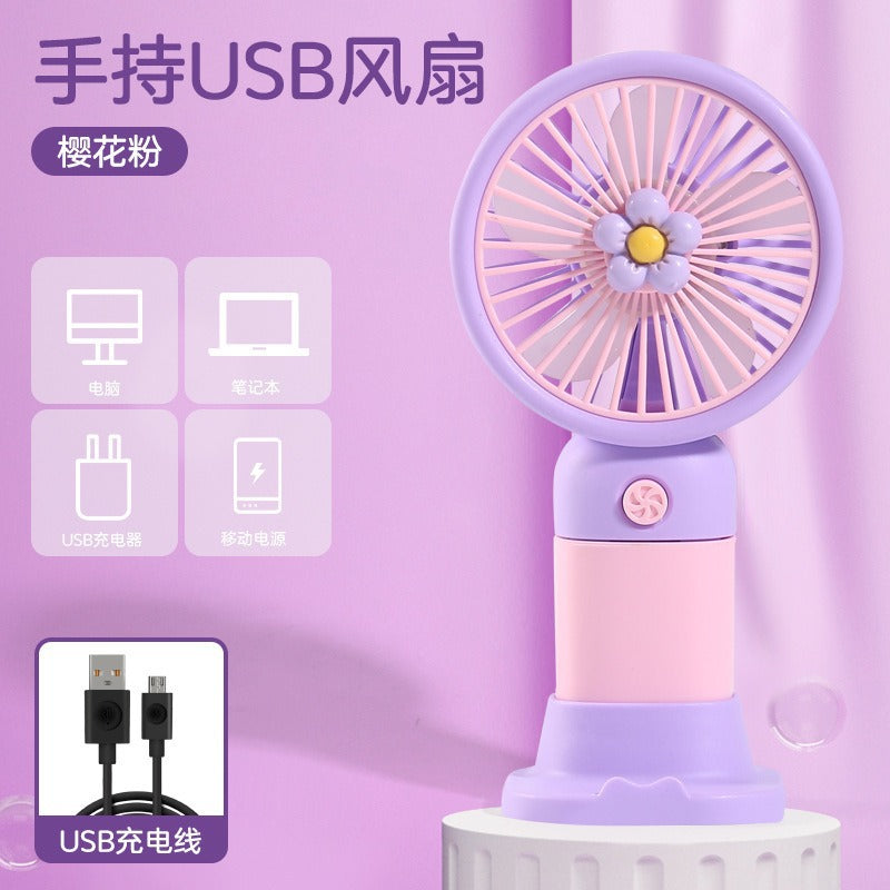 Children's Small Handheld Fan Student Gift Portable Cartoon Mini Portable Rechargeable Small Desktop Fan