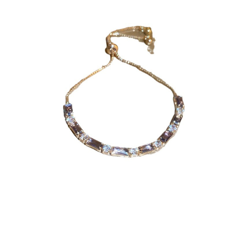 Xiaohongshu Same Style Hot-Selling Zircon Bracelet Light Luxury Niche Exquisite High-End Feel Adjustable Pull Jewelry for Women
