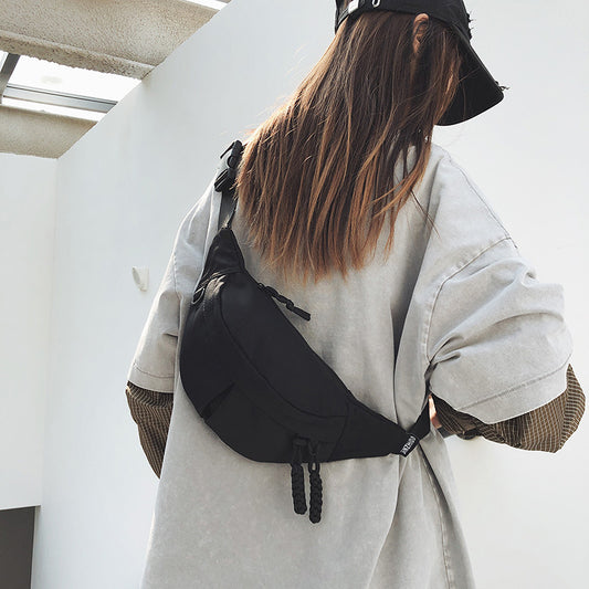 2025Summer New Simple Versatile Large Capacity Canvas Underarm Bag for Outings and Commutes, Niche Design Solid Color Chest Bag