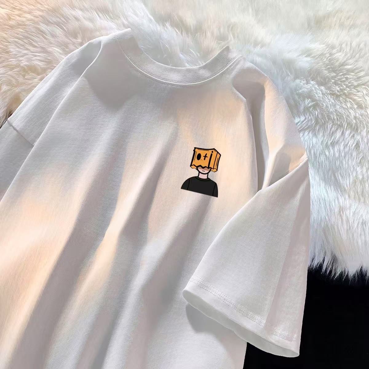 t Trendy Brand Short Sleeve T-Shirt200Summer New Pure Cotton Men's Short Sleeve Korean Style Trendy Top Fashion Base Shirt