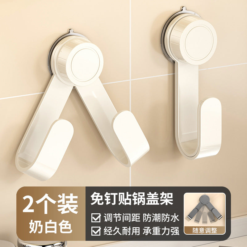 Suction Cup Wall-Mounted Pot Lid Holder Wall No-Drill Cutting Board Rack Storage Kitchen Organizer Pot Lid Organizer