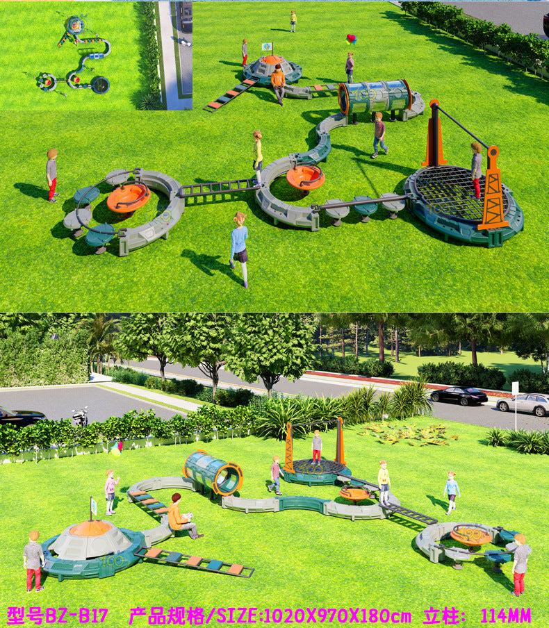 Children's Outdoor Physical Training Equipment Kindergarten Scenic Area Outdoor Space Theme Anji Game Climbing Frame Combination