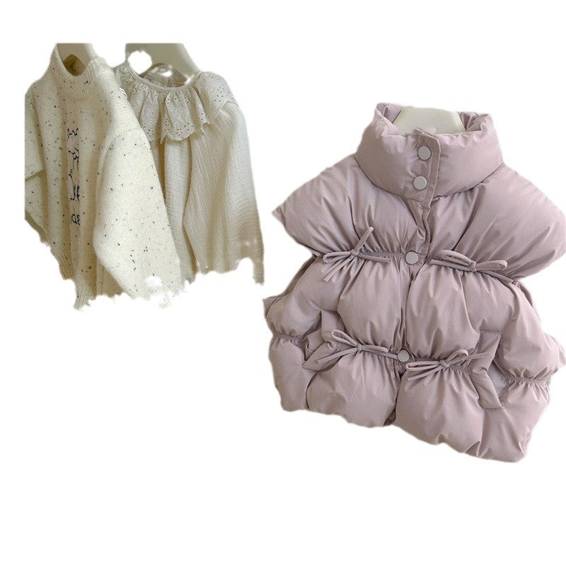 Sweet Little Girl's Vest Autumn Winter New Fashionable Children's Padded Vest Winter Baby Warm Sleeveless Jacket