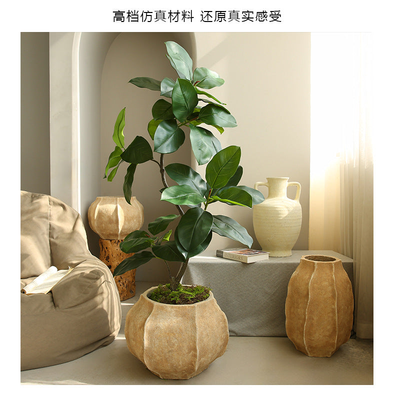 Silent Wind Cement Vase Flower Pot Indoor Living Room Desktop Decoration Entrance TV Cabinet Homestay Soft Decoration Flower Arrangement Ornament