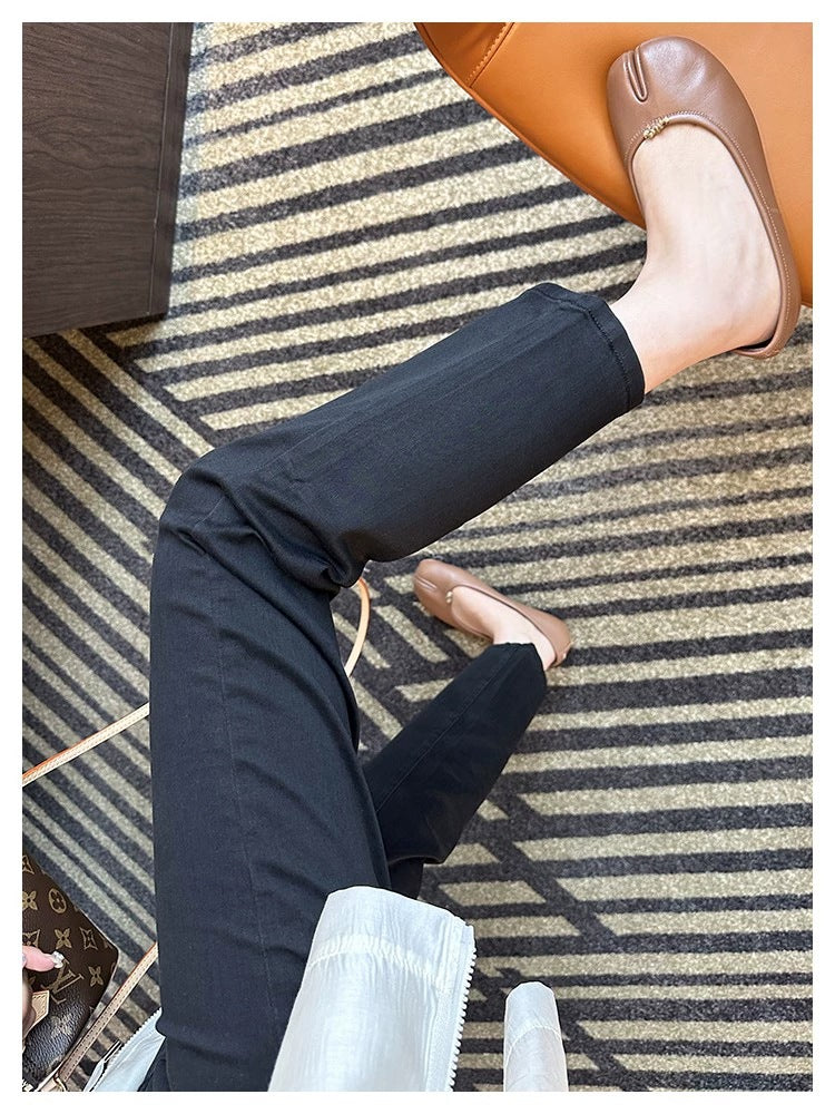 Thin and Soft Mask Pants!Summer Thin Jeans for Women Slimming Petite Nine-point Narrow Straight-leg Pants