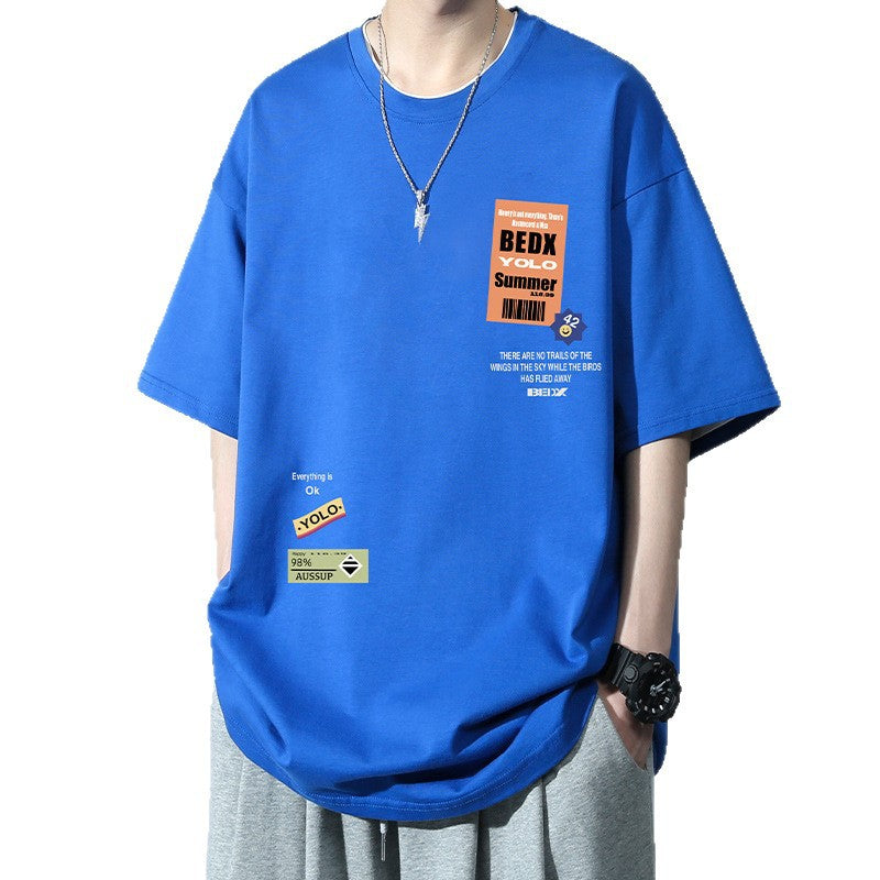 Summer Teenage Suit Boys Short Sleeve T T-shirt Short Sleeve New Style High School Student Trendy Casual Sports Two Pieces