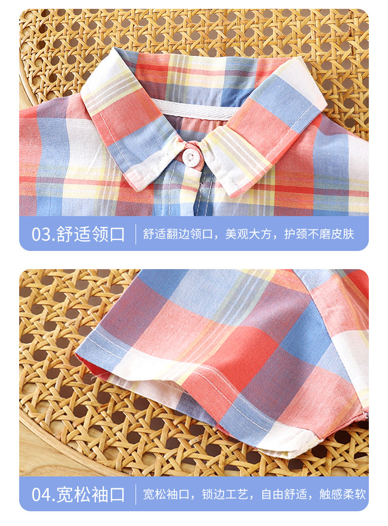 Children's Shirt for Boys2025New Stylish Baby Cotton Plaid Shirt for Spring and Autumn, Fashionable Turn-Down Collar Cardigan for Toddlers