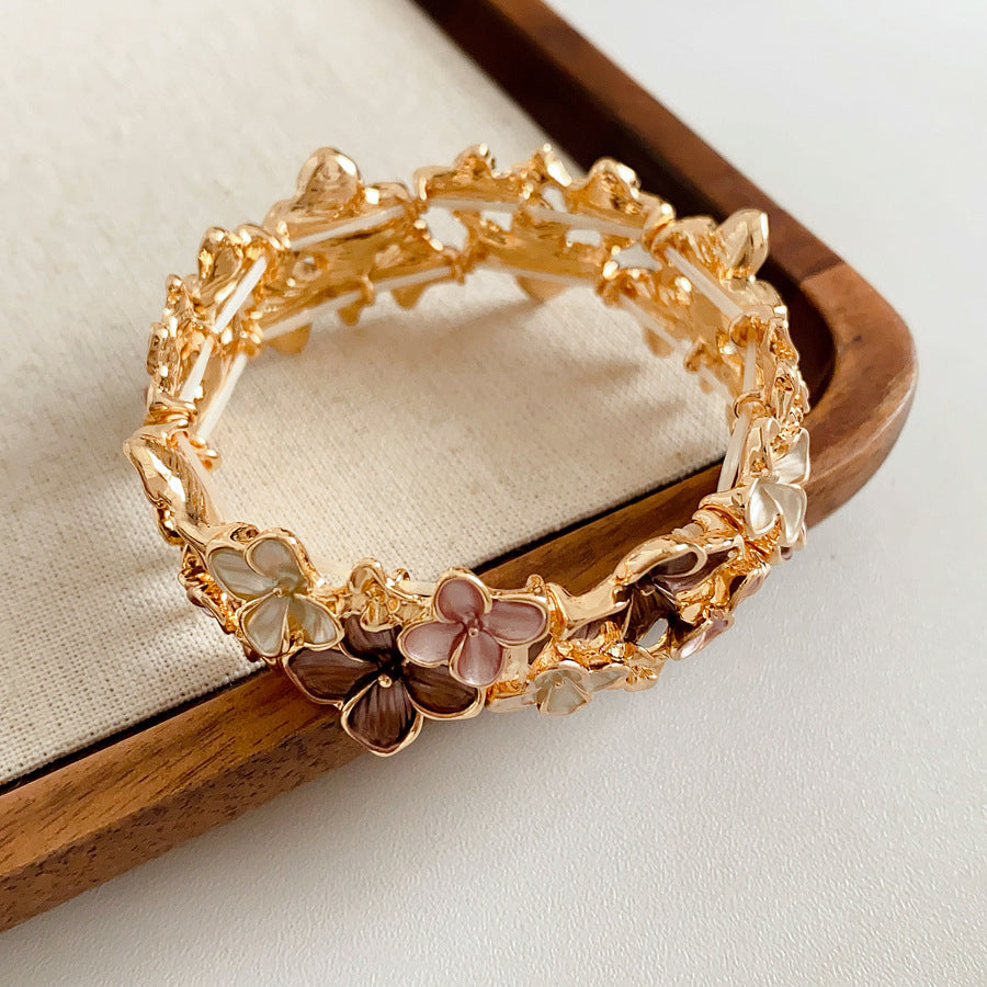 Irregular Geometric Oil Drop Flower Elastic Bracelet European and American Cross-Border Personality Design Bracelet Niche High-End Feel Jewelry