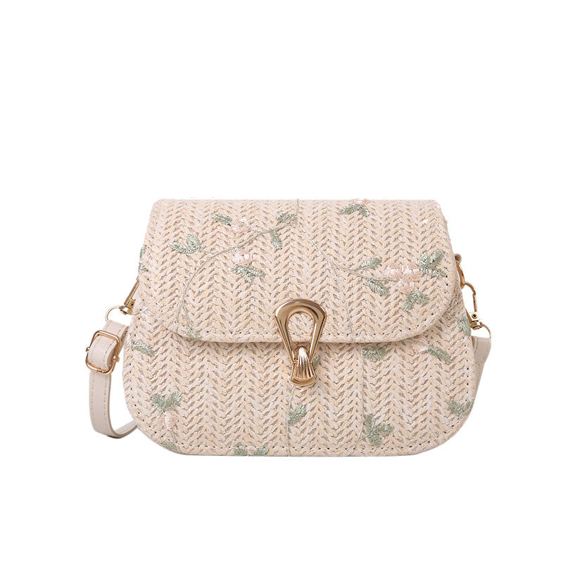 This year's trendy fashion straw woven small bag for women in summer2024New Trendy Versatile Lace Woven Single Shoulder Crossbody Bag for Women