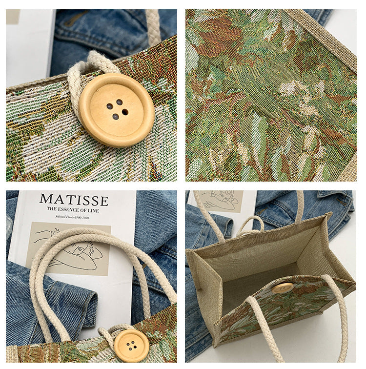 Student Korean Style Handbag Women Fashion Linen Lunch Bag New Japanese Style ins Canvas Tote Lunch Box Bag