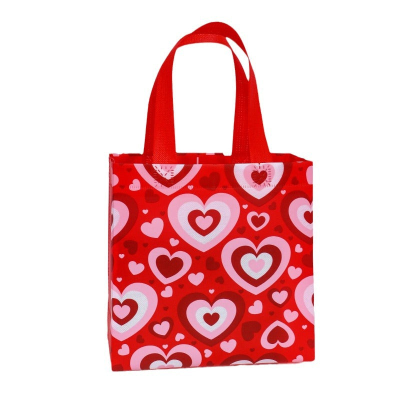 Valentine's Day Gift Bag Advertising Shopping Bag Laminated Waterproof Handbag Color Printing LOGO Versatile Wholesale Non-Woven Bags