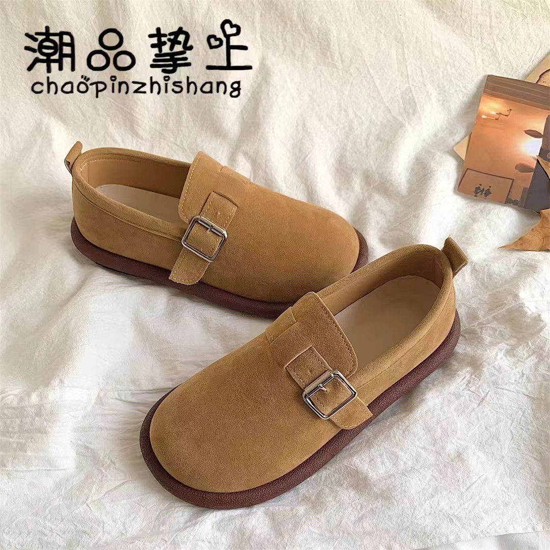 ins Super Popular Versatile Birkenstock Shoes for Female Students2024Spring and Autumn New Retro Slip-On Soft Sole Non-Slip Loafers