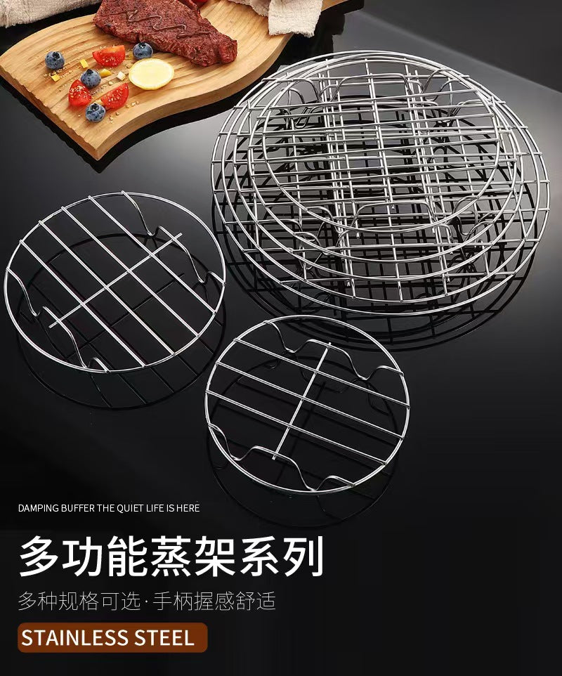 Stainless Steel Steaming Rack Kitchen Household Cooking Steaming Dish Rack Four-Legged Heat and Water Insulation Steaming Rack with Compartments304Steam Tray Steam Rack
