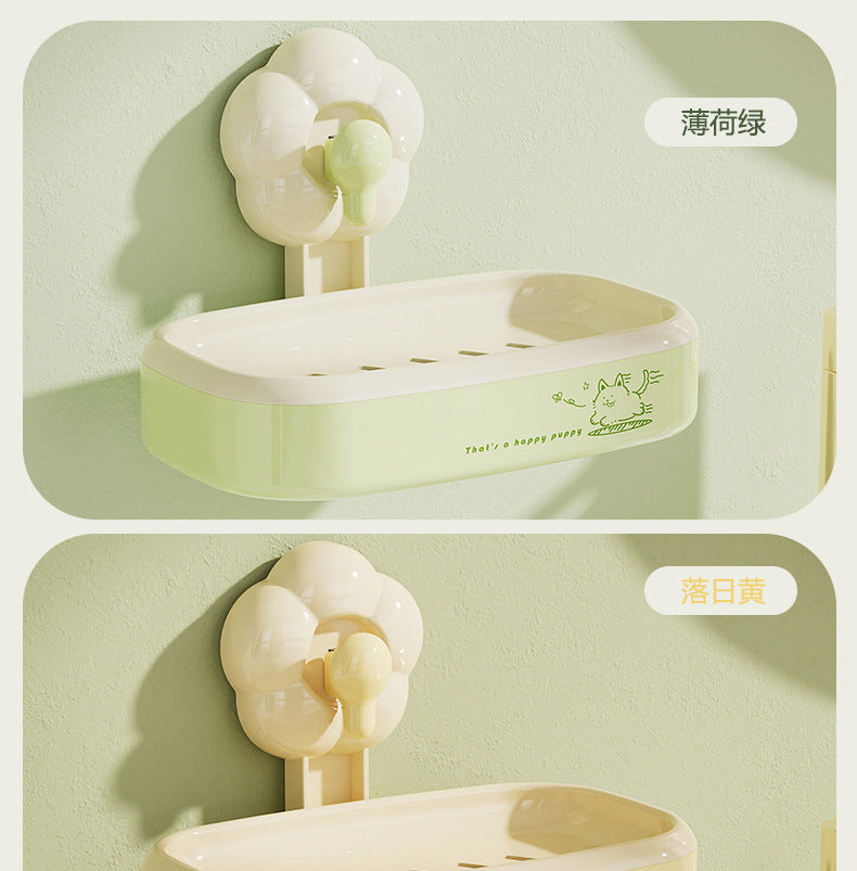 Bathroom Suction Cup Soap Holder, Multi-Functional, No Drilling Required, Creative Wall-Mounted Soap Box, Draining Bathroom Soap Holder