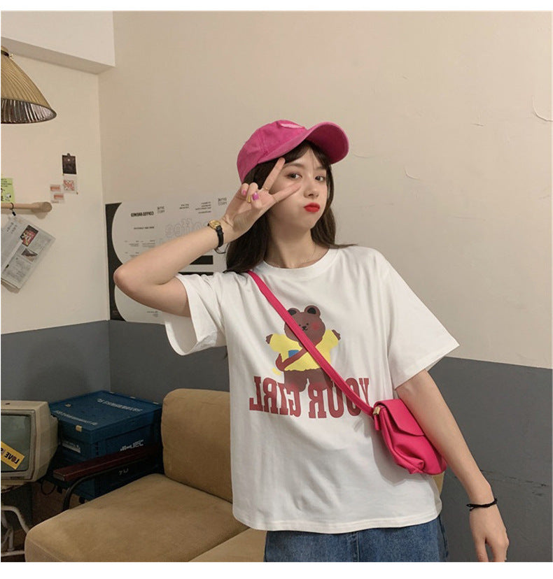 Couple Clothes Insi Trendy Cross-Border2023Summer New Style Crop Top Korean Version Slim Fit Short Sleeve T Shirt for Female Students