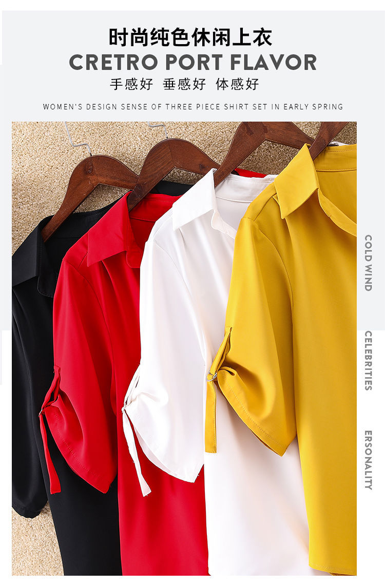 Women's Mid-Length Short Sleeve Chiffon Blouse2025Summer New Large Size Loose Waist Slimming Chiffon Blouse for Women Trendy