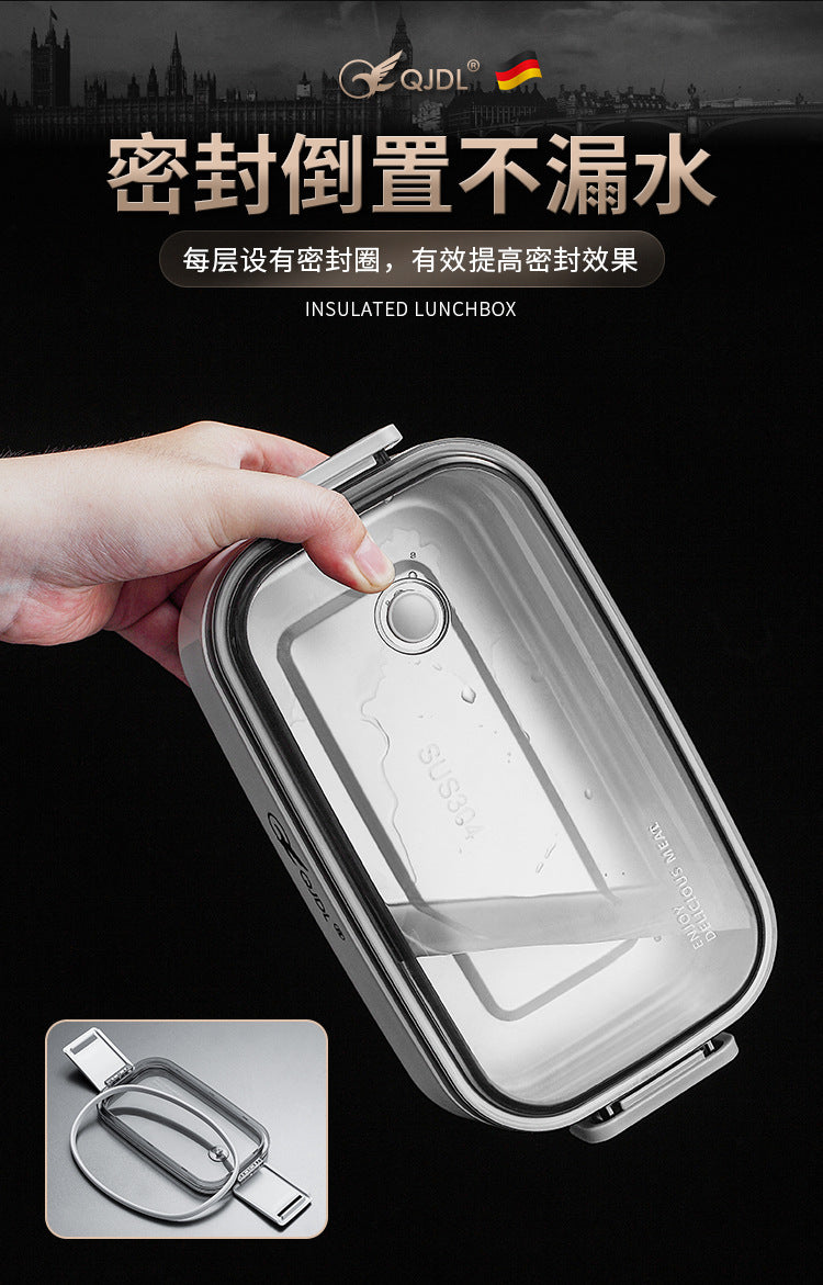 304Stainless Steel Sealed Insulated Lunch Box for Students and Office Workers, Microwave Safe, Double-Layer Lunch Container