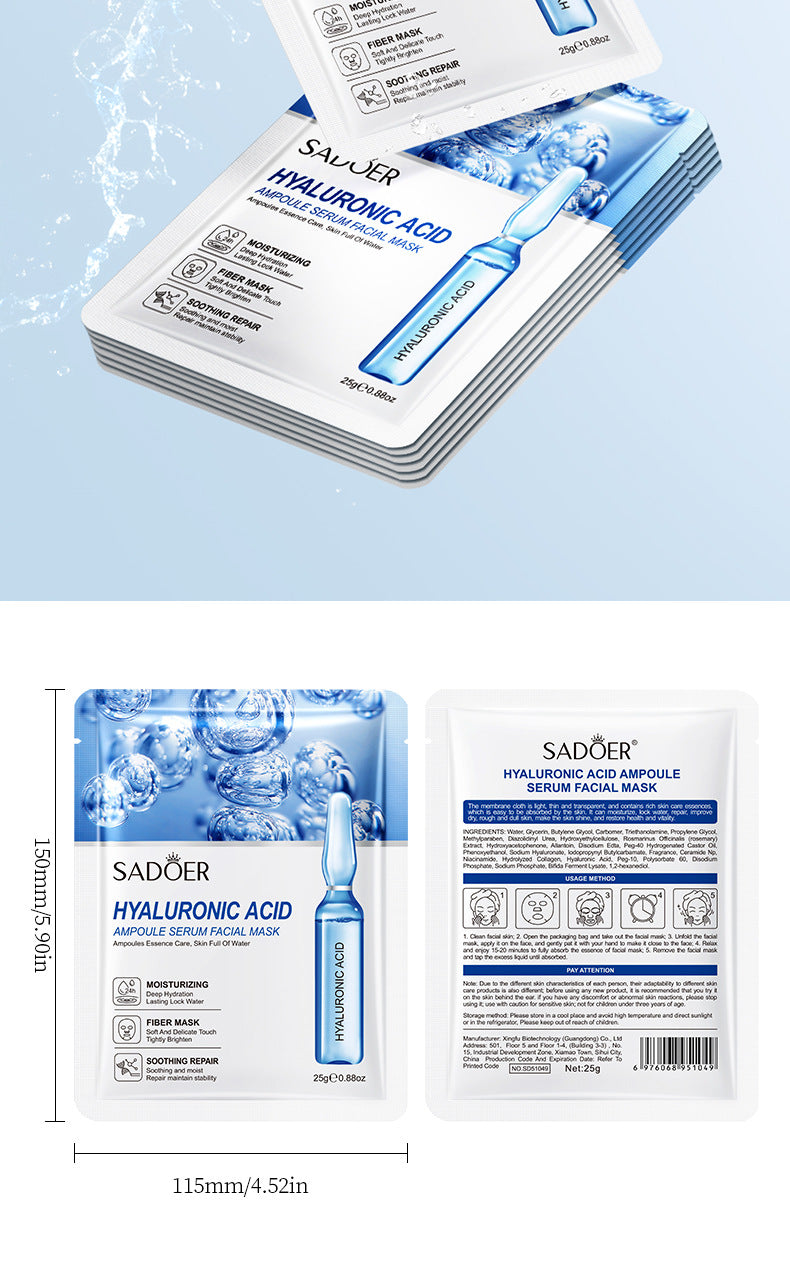 Full English Ampoule Essence Mask SADOER Hyaluronic Acid Hydrating Vitamin C Moisturizing Cross-Border Wholesale