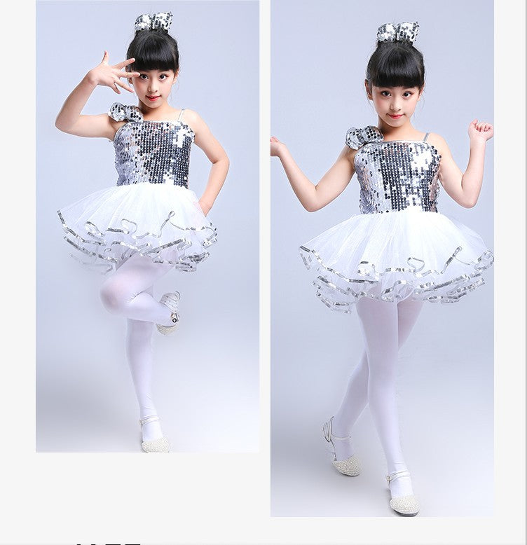 Kindergarten Performance Costume Children's Day Dance Costume for Girls Puffy Tulle Skirt Children's Jazz Dance Sequin Performance Dress