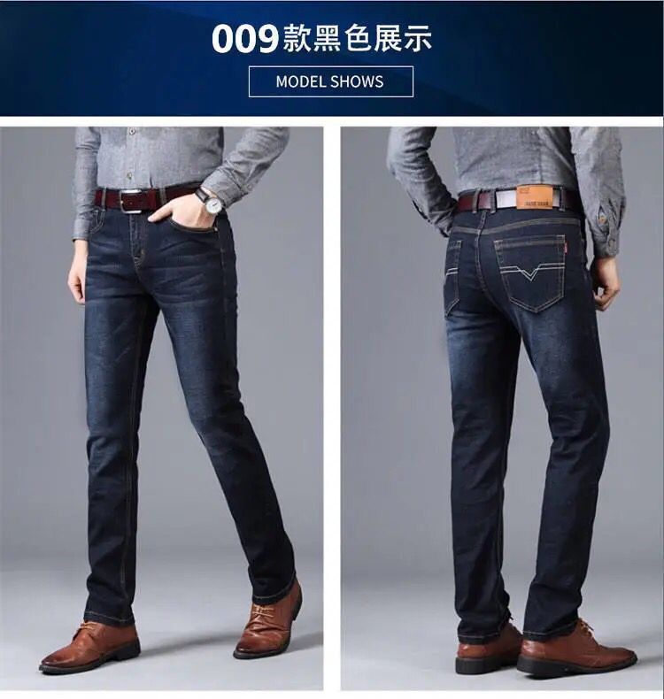 Lightweight Stretch Jeans for Men, Summer Slim Fit Straight Leg Versatile Casual Wear-resistant Work Pants