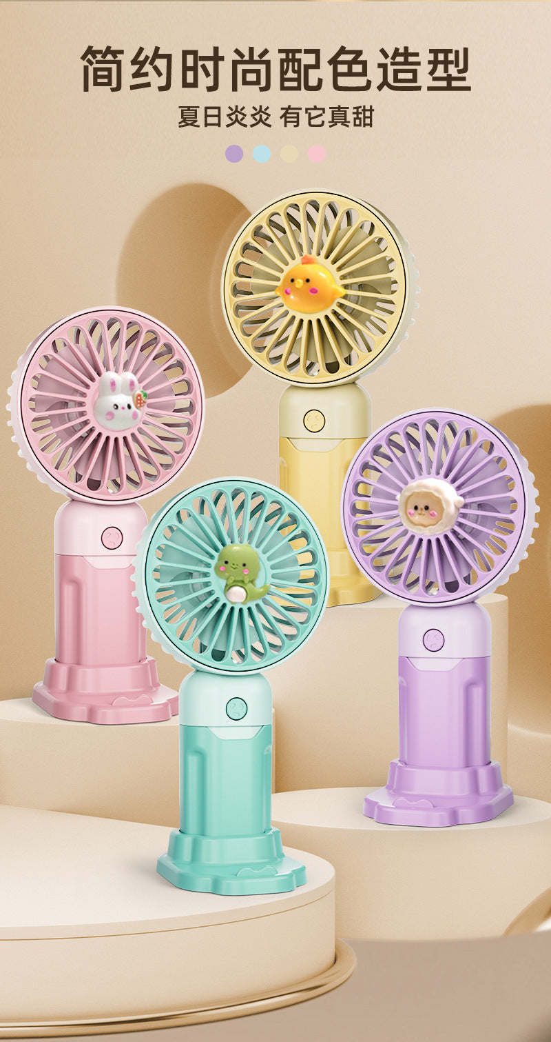 Children's Small Handheld Fan Student Gift Portable Cartoon Mini Portable Rechargeable Small Desktop Fan