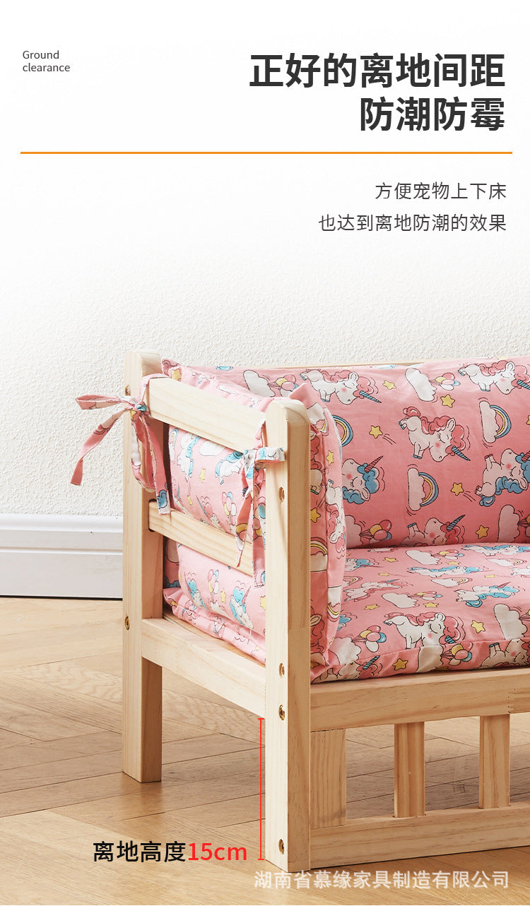 ✅Dog House Dog Bed Solid Wood Pet Bed Internet Celebrity Large Four Seasons Universal Large and Small Dogs Removable and Washable Off the Ground Teddy Cat