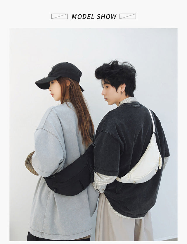 2025Summer New Simple Versatile Large Capacity Canvas Underarm Bag for Outings and Commutes, Niche Design Solid Color Chest Bag