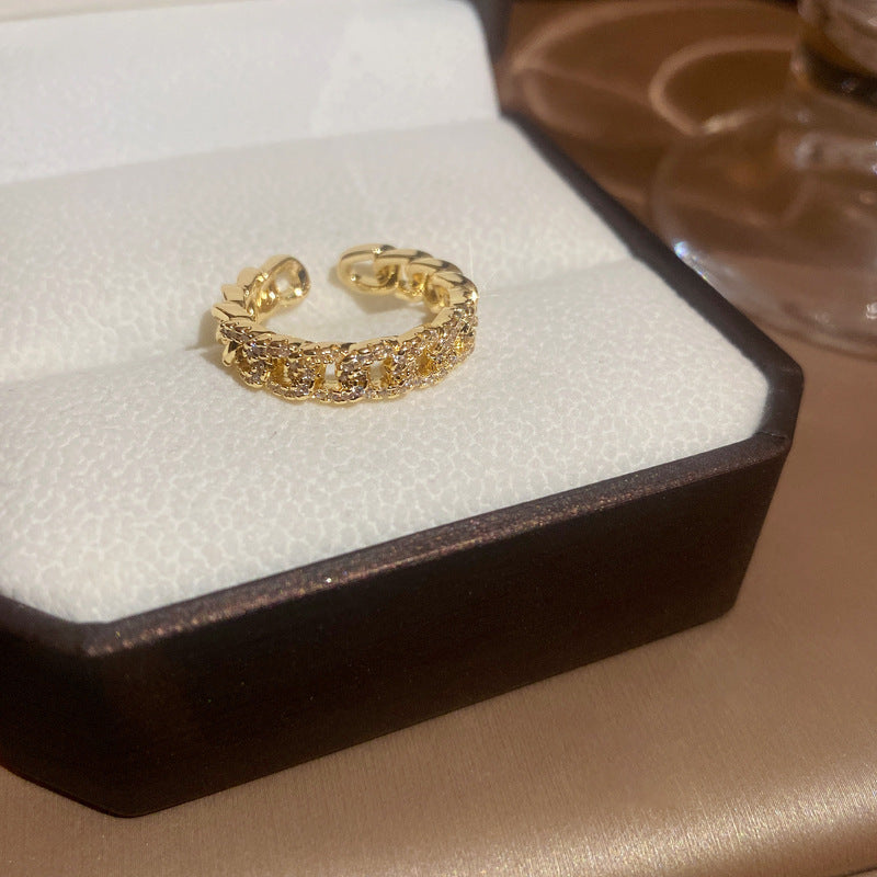 Real Gold Plated Baroque Pearl Tulip Flower Open Ring Korean Fresh Sweet Forest Style Light Luxury Jewelry