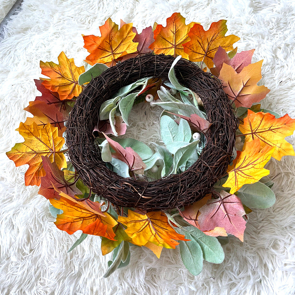 Autumn White Pumpkin Maple Leaf Wreath Amazon Thanksgiving Harvest Festival Autumn Artificial Wreath Pumpkin