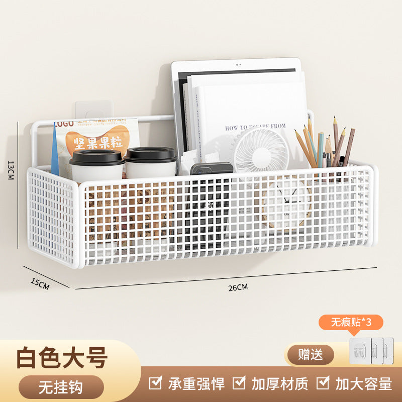 No-Drill Wall-Mounted Storage Rack Dormitory Bedside Storage Basket Dormitory Essentials Wall Hanging Upper Bunk Bed Organizer