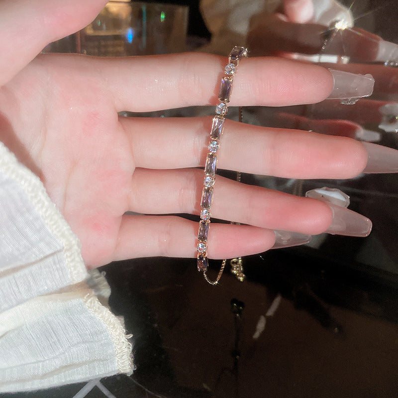 Xiaohongshu Same Style Hot-Selling Zircon Bracelet Light Luxury Niche Exquisite High-End Feel Adjustable Pull Jewelry for Women