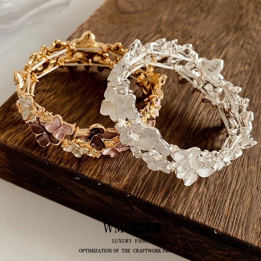 Irregular Geometric Oil Drop Flower Elastic Bracelet European and American Cross-Border Personality Design Bracelet Niche High-End Feel Jewelry