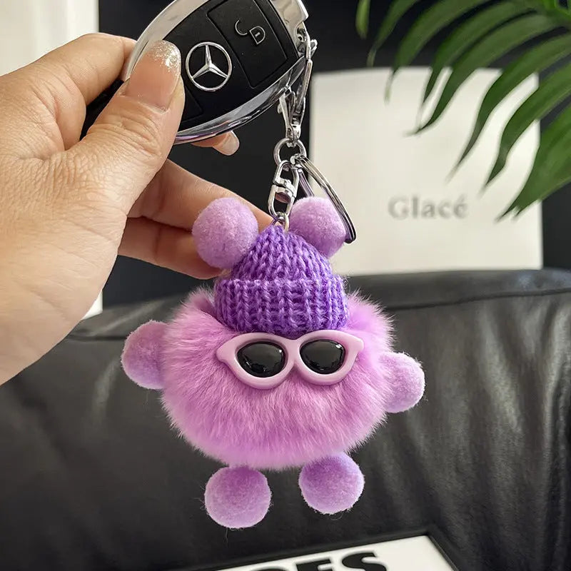 Rex Rabbit Fur Small Coal Ball Keychain Small Pendant Big Eyed Cartoon Plush Backpack Pendant High-end Small Gift http://detail.1688.com/offer/969101839202.html