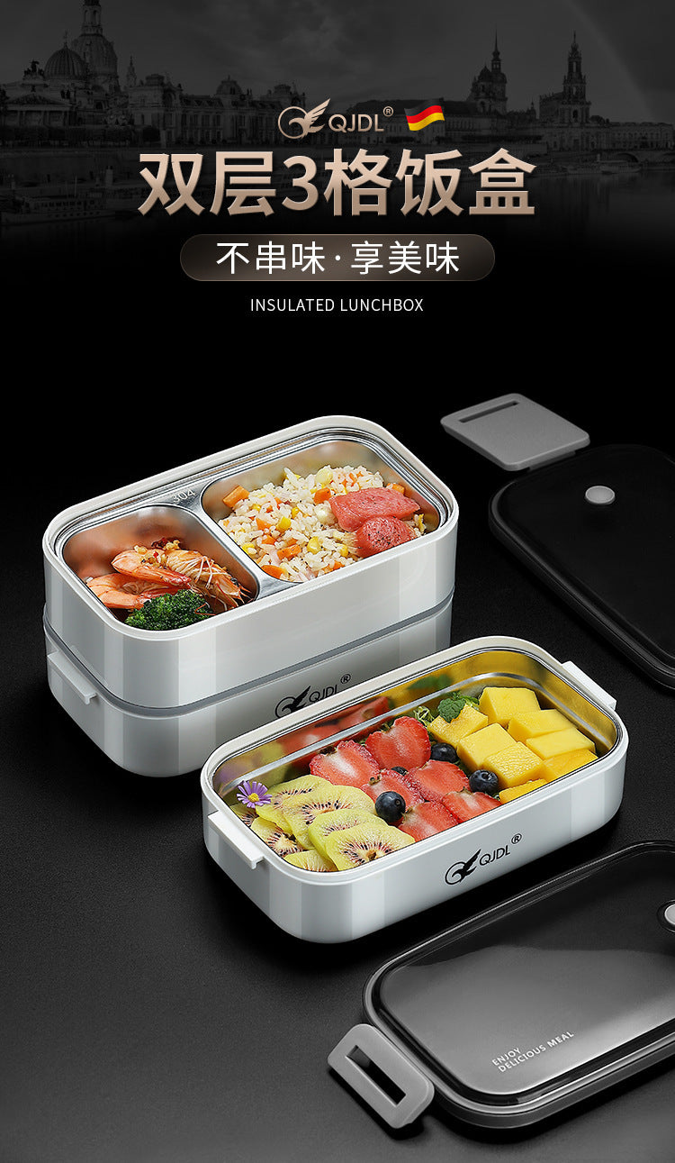 304Stainless Steel Sealed Insulated Lunch Box for Students and Office Workers, Microwave Safe, Double-Layer Lunch Container