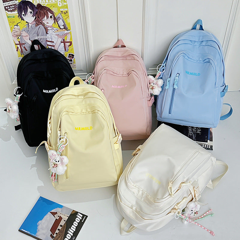 Large Capacity Backpack Women's New Fashion Simple School Bag Harajuku style solid color travel backpack for middle and high school students http://detail.1688.com/offer/967608488585.html