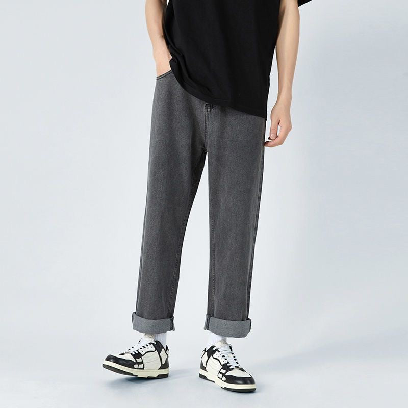 Vintage Jeans Men Summer Thin Loose Straight Versatile Trendy Brand Hong Kong Style Wide Leg Casual Long Pants