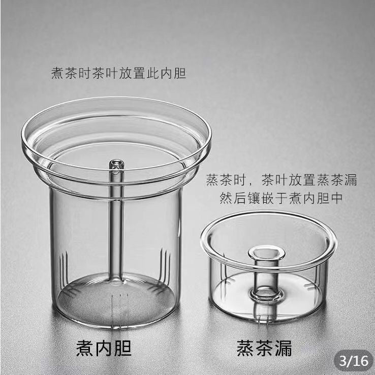 Glass Teapot with Steaming and Boiling Functions, Handle, Internet Celebrity Style, Heat-Resistant, High-Temperature, Fourth Generation Teapot